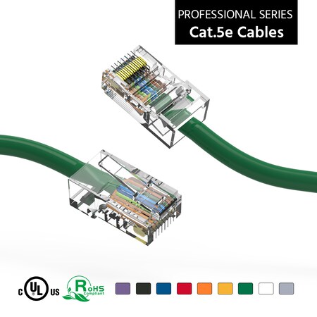 CAT5E UTP Ethernet Network Non Booted Cable- 20ft- Green